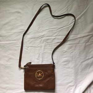 Michael Kors small brown leather crossbody